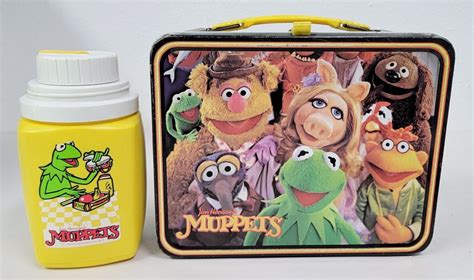 muppets metal lunch box|Vintage 1981 The Muppets Red Thermos Brand Lunch Box with .